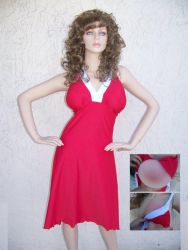 Halter Dress With Breast Pockets Red